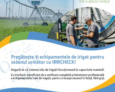 Pregătește-ți echipamentele de irigat pentru sezonul următor cu IRRICHECK!