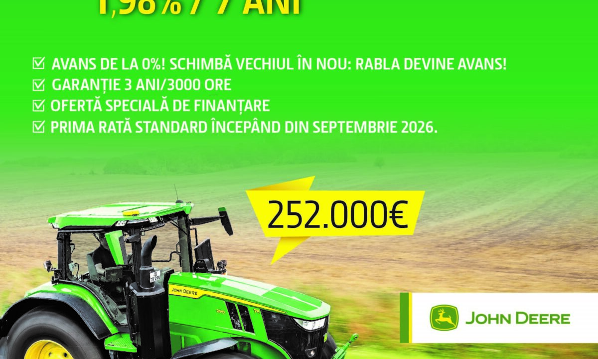 JOHN DEERE 7R 290 – Dobanda de doar 1,98% pe 7 ani